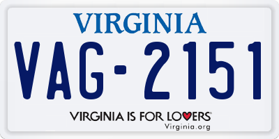 VA license plate VAG2151