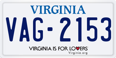 VA license plate VAG2153