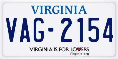 VA license plate VAG2154