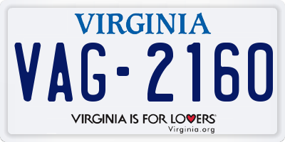 VA license plate VAG2160