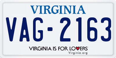 VA license plate VAG2163