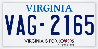 VA license plate VAG2165