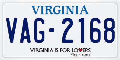 VA license plate VAG2168