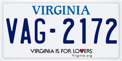 VA license plate VAG2172