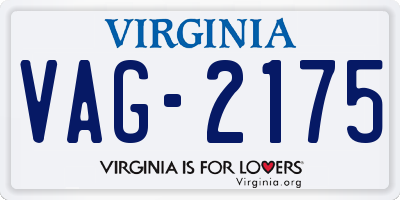 VA license plate VAG2175