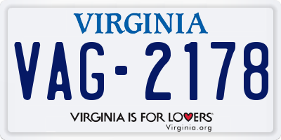 VA license plate VAG2178
