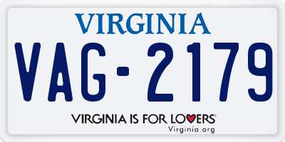 VA license plate VAG2179