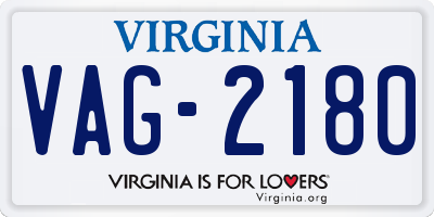 VA license plate VAG2180