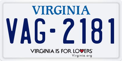 VA license plate VAG2181