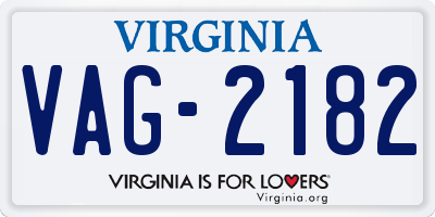 VA license plate VAG2182