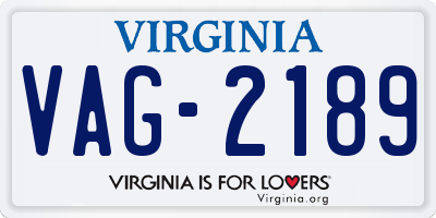 VA license plate VAG2189