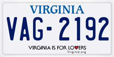 VA license plate VAG2192