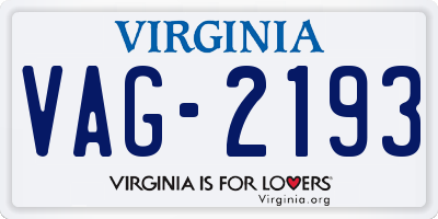 VA license plate VAG2193
