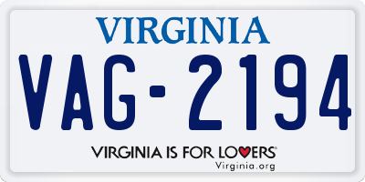 VA license plate VAG2194
