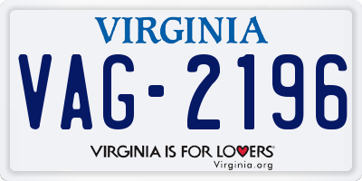 VA license plate VAG2196