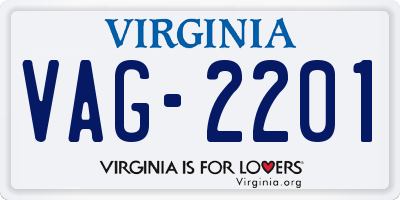 VA license plate VAG2201