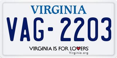 VA license plate VAG2203