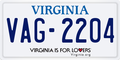 VA license plate VAG2204