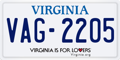 VA license plate VAG2205