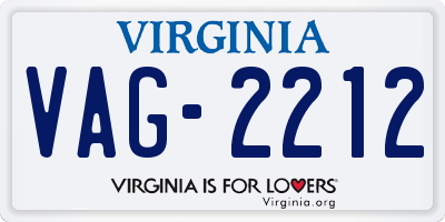 VA license plate VAG2212