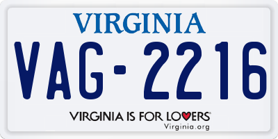 VA license plate VAG2216