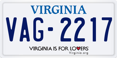 VA license plate VAG2217