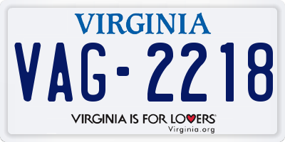 VA license plate VAG2218