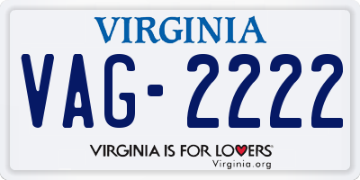 VA license plate VAG2222