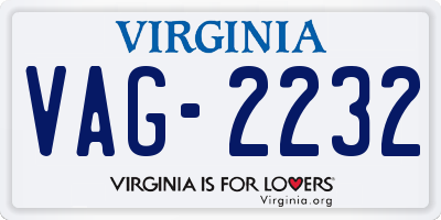 VA license plate VAG2232
