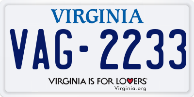 VA license plate VAG2233
