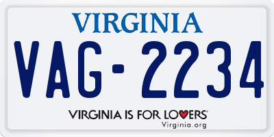 VA license plate VAG2234