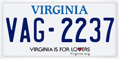 VA license plate VAG2237