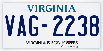 VA license plate VAG2238