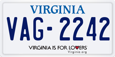 VA license plate VAG2242