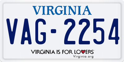 VA license plate VAG2254