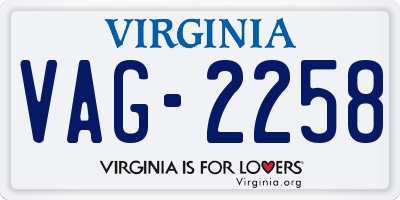 VA license plate VAG2258
