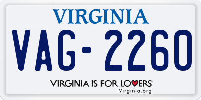 VA license plate VAG2260