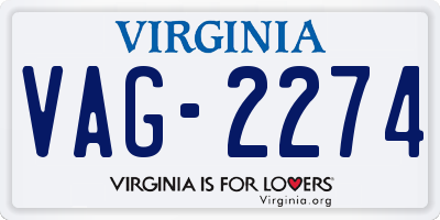 VA license plate VAG2274