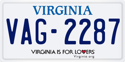 VA license plate VAG2287