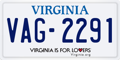 VA license plate VAG2291