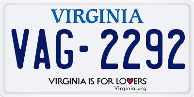 VA license plate VAG2292