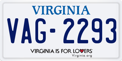 VA license plate VAG2293