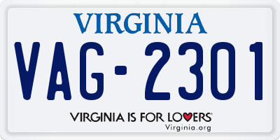 VA license plate VAG2301