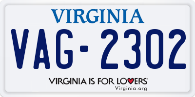 VA license plate VAG2302