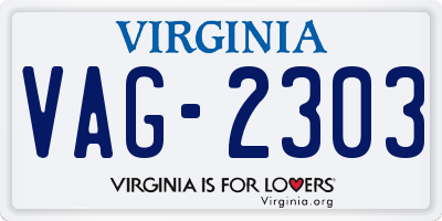 VA license plate VAG2303