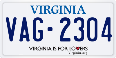 VA license plate VAG2304