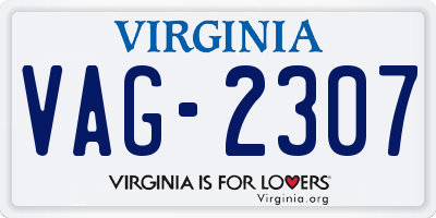 VA license plate VAG2307