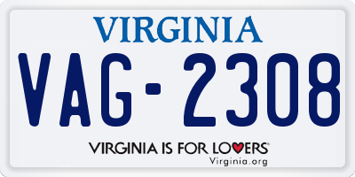 VA license plate VAG2308