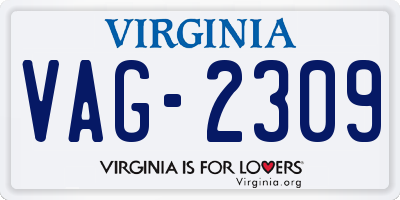 VA license plate VAG2309