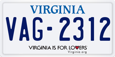 VA license plate VAG2312